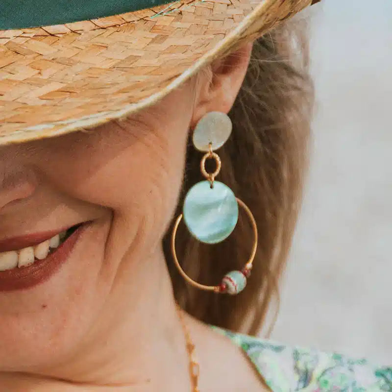 Boucles d’oreilles en nacre et fantaisie
