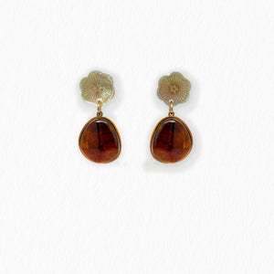 Boucles d’oreilles Alyx marron en nacre - La Petite Sardine