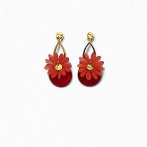 Boucles d'oreilles en nacre rouge