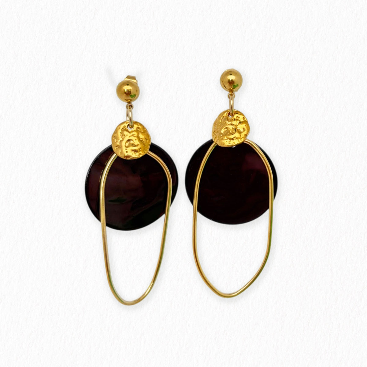 Boucles d’oreilles Nour marron en nacre - La Petite Sardine