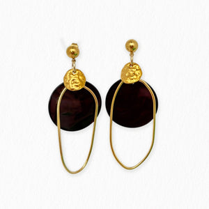 Boucles d’oreilles Nour marron en nacre - La Petite Sardine