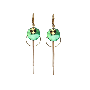 Boucles d'oreilles en nacre verte Dormeuses Lou