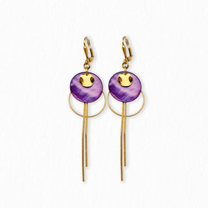 Boucles d'oreilles en nacre violette Dormeuses Lou