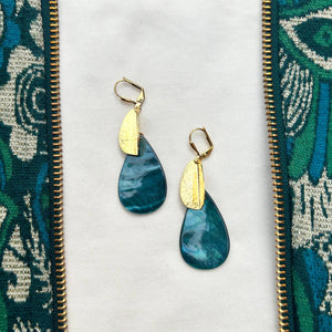 Boucles d'oreilles Nacre pliage bleue