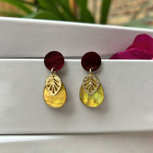Boucles d'oreilles nacres feuilles