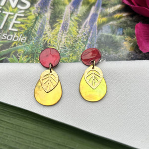 Boucles d'oreilles nacres feuilles