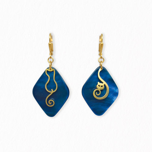 Boucles d'oreilles Dormeuses Chat asymétrique