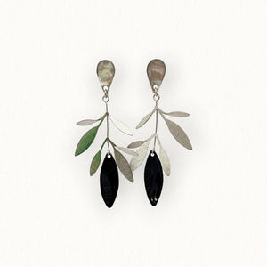 Boucles d’oreilles Alicia en nacre noire et argentée