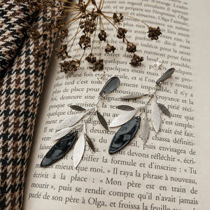 Boucles d’oreilles Alicia en nacre noire et argentée
