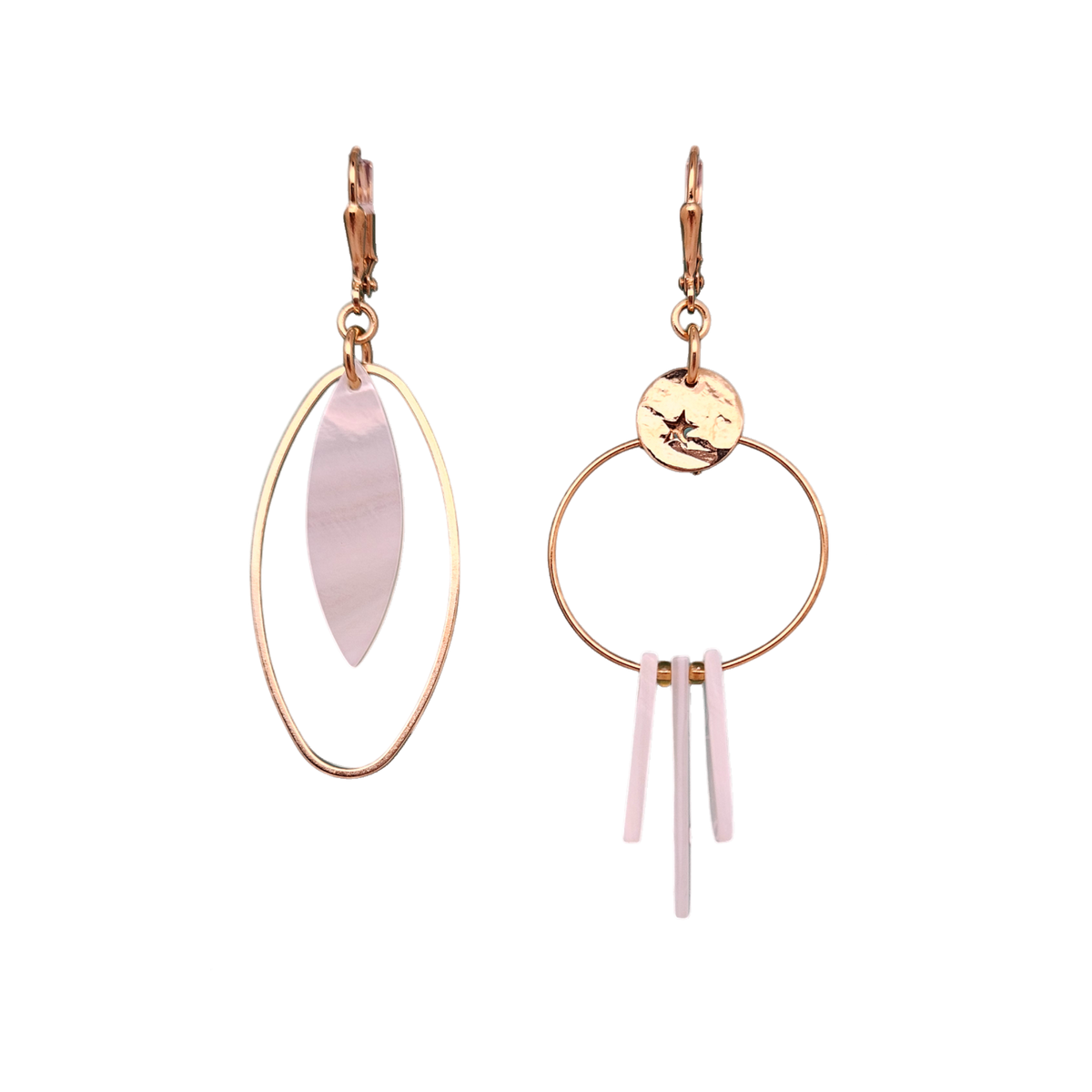 Boucles d'oreilles en nacre asymétriques
