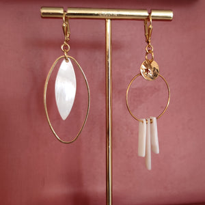 Boucles d'oreilles en nacre asymétriques