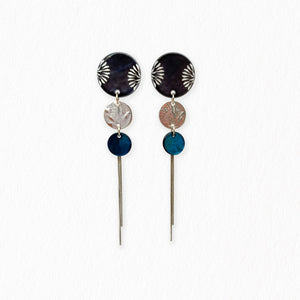Boucles d’oreilles Madeleine bleue en nacre, finition plaquée argent