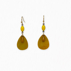 Boucles d’oreilles Ludivine en nacre jaune