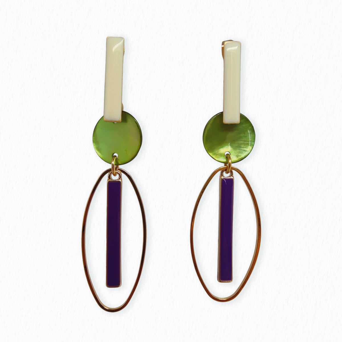 Boucles d'oreilles nacres Baguettes