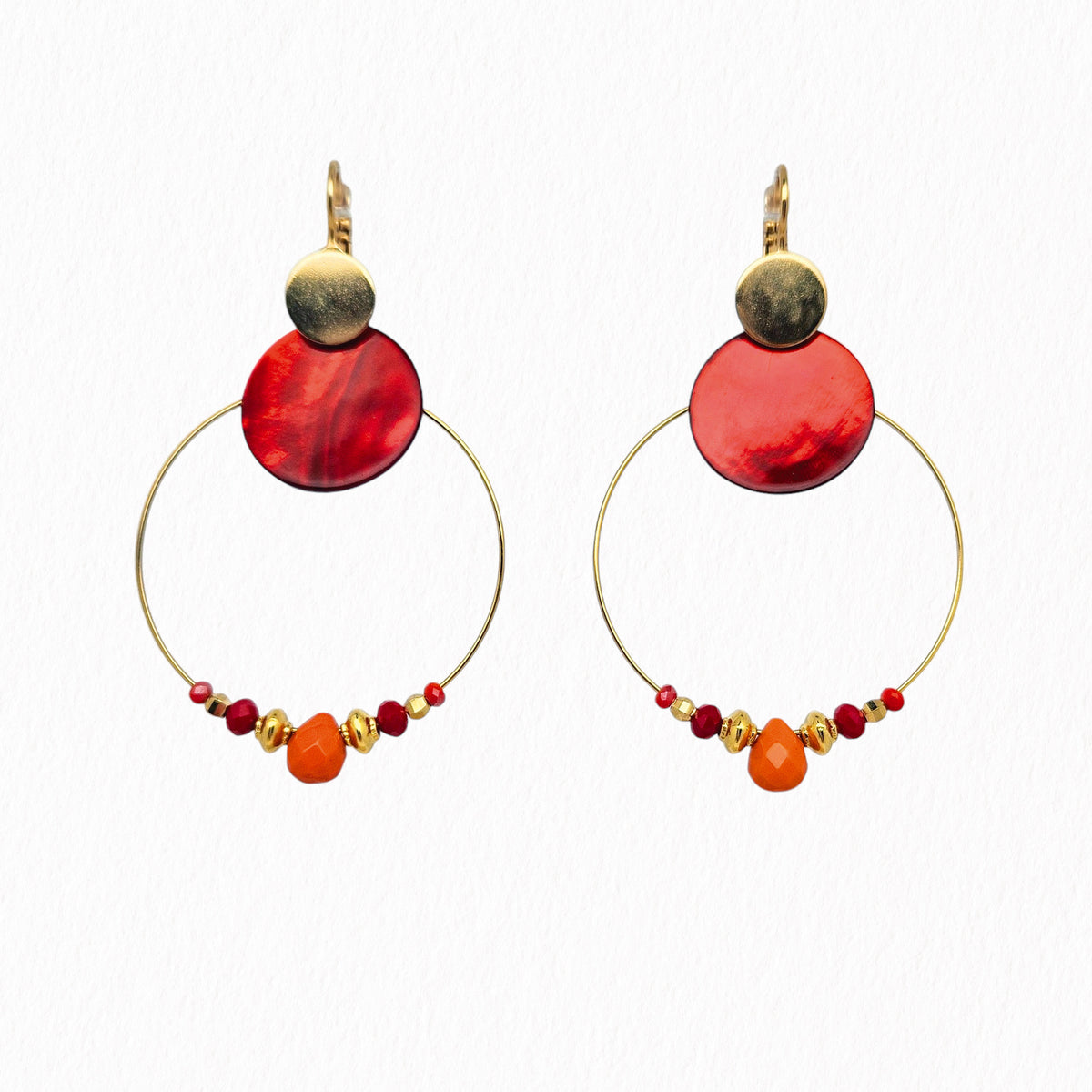 Boucles d'oreilles nacres Coquelicot