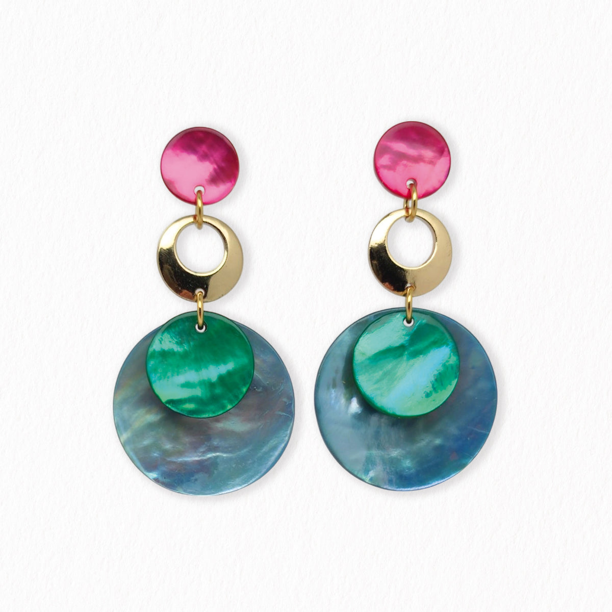 Boucles d'oreilles en nacre bleue Michelle 