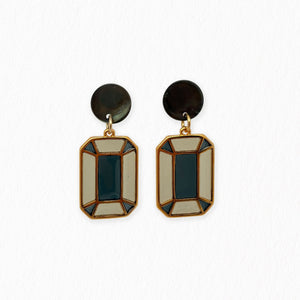 Boucles d’oreilles Albertine en résine, inspiration Art déco