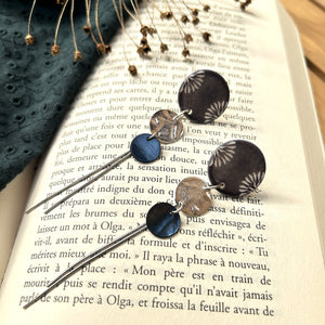 Boucles d’oreilles Madeleine en nacre gravée et argent