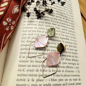 Boucles d’oreilles Philomène en nacre et losanges dorés