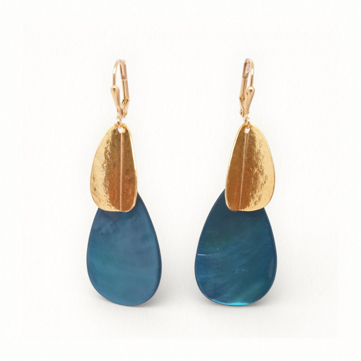 Boucles d'oreilles Nacre pliage bleue